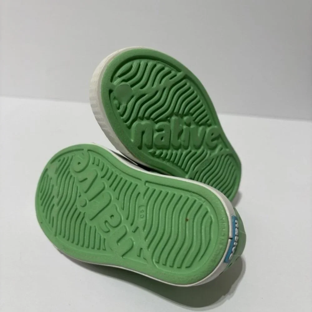 Native Toddlers’ Jefferson, Green/Blue Slip-On Shoes, Size 5 M